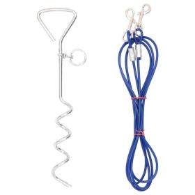 Dog Tie Out Cable Blue Galvanized Iron, Steel Wire, PVC