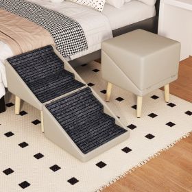 Dog Ramp for Bed & Couch, Dog Stairs 22.83 inches High for Large/Medium/Small Doggie, Foldable 2 in 1 Wooden Pet Steps for Older and Injured Dogs (Option: Light Gray)