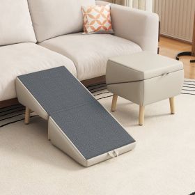 (UPGRADED) Dog Stairs for Small Dogs and Cats, Dog Ramp for Couch and Bed, Foldable 2-in-1 Wooden Pet Steps for Puppy, Split Ottoman Design (Ligh (Option: Light Gray)