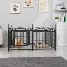 Dog Playpen Indoor 24 inch 8 Panels Metal Dog Pen Pet Dog Fence Outdoor Exercise Pen with Doors, Heavy Duty Dog Fence Puppy Pen for Large Medium (Option: Black)