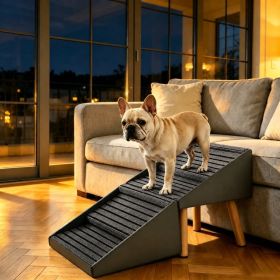 2-in-1 Dog Stairs for Bed and Couch 19.69" Foldable Dog Ramp for Couch 4 Pet Steps  & Ottoman for Small Dogs, Grey (Option: Gray)