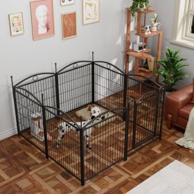 Dog Playpen Indoor 32 inch 8 Panels Metal Dog Pen Pet Dog Fence Outdoor Exercise Pen with Doors, Heavy Duty Dog Fence Puppy Pen for Large Medium (Option: Black)