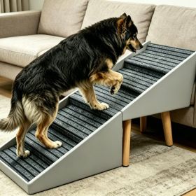 2-in-1 Dog Stairs for Bed and Couch 25.2" Foldable Dog ramp for Couch 6 Pet Steps  & Ottoman for Small and Large Dogs, Grey (Option: Grey)