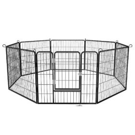 Indoor Outdoor Dog Playpen, Premium Pet Puppy Fence With Gate, Portable Cage (Option: 24IN   Black)