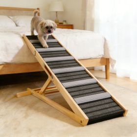 2026 Upgraded Dog Ramp for Couch, Small Dog Ramp for Sofa, 6 Adjustable Height from 14'' to 25", Portable Stable Pet Steps with Non-Slip Pad, Pet (Option: Natural Wood)