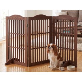 Wooden Freestanding Foldable Pet Gate for Dogs, 30 inch 3 Panels Step Over Fence, Dog Gate for The House, Doorway, (Option: BROWN)