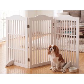 Wooden Freestanding Foldable Pet Gate for Dogs, 30 inch 3 Panels Step Over Fence, Dog Gate for The House, Doorway, (Option: White)