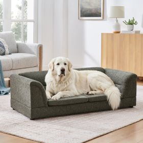 Oversized Pet Sofa, Curved Armrest Rectangular Dog Sofa, Linen Fabric Comfort Pet Couch for Large & Oversized Dogs-Dark Gray (Option: Dark Gray)