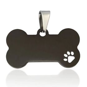 Stainless Steel Bone Shaped Pendant For Dog Collars; Metal Pendant For Pet Necklace; Pet Supplies (Color: Black, size: M)
