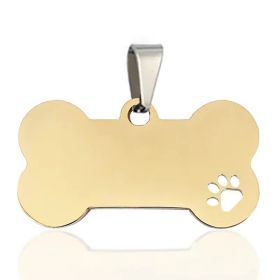 Stainless Steel Bone Shaped Pendant For Dog Collars; Metal Pendant For Pet Necklace; Pet Supplies (Color: Golden, size: M)