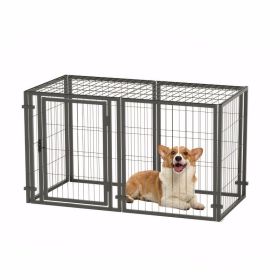47.2" Dog Crate for Small Medium Large Dogs, Puppy Dog Playpen for Yard Indoor Outdoor Use, Pet Dog Cage Kennel (47.2"L x 23.6"W x 23.6"H) (Option: Black)